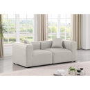  Manufacturer Color_Cream -- Cube 72" Cream Vegan Leather Upholstered 2 pc Modular Loveseat IMAGE 2