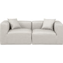  Manufacturer Color_Cream -- Cube 72" Cream Vegan Leather Upholstered 2 pc Modular Loveseat IMAGE 4