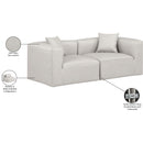  Manufacturer Color_Cream -- Cube 72" Cream Vegan Leather Upholstered 2 pc Modular Loveseat IMAGE 9