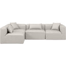  Manufacturer Color_Cream -- Cube 108" Cream Vegan Leather Upholstered 4 pc Modular Sectional IMAGE 4