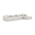  Manufacturer Color_Cream -- Cube 144" Cream Vegan Leather Upholstered 5 pc Modular Sectional IMAGE 1