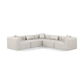  Manufacturer Color_Cream -- Cube 108" Cream Vegan Leather Upholstered 5 pc Modular Sectional IMAGE 1