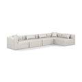  Manufacturer Color_Cream -- Cube 144" Cream Vegan Leather Upholstered 5 pc Modular Sectional IMAGE 1