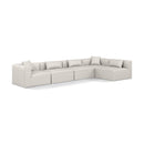 Manufacturer Color_Cream -- Cube 144" Cream Vegan Leather Upholstered 5 pc Modular Sectional IMAGE 1