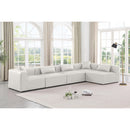  Manufacturer Color_Cream -- Cube 144" Cream Vegan Leather Upholstered 5 pc Modular Sectional IMAGE 2