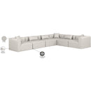  Manufacturer Color_Cream -- Cube 144" Cream Vegan Leather Upholstered 6 pc Modular Sectional IMAGE 10