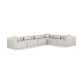  Manufacturer Color_Cream -- Cube 144" Cream Vegan Leather Upholstered 6 pc Modular Sectional IMAGE 1