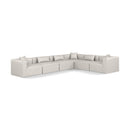  Manufacturer Color_Cream -- Cube 144" Cream Vegan Leather Upholstered 6 pc Modular Sectional IMAGE 1