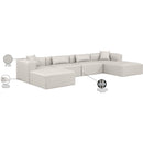  Manufacturer Color_Cream -- Cube 144" Cream Vegan Leather Upholstered 6 pc Modular Sectional IMAGE 10