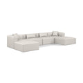  Manufacturer Color_Cream -- Cube 144" Cream Vegan Leather Upholstered 6 pc Modular Sectional IMAGE 1