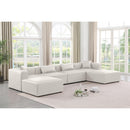  Manufacturer Color_Cream -- Cube 144" Cream Vegan Leather Upholstered 6 pc Modular Sectional IMAGE 2