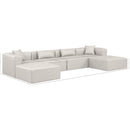  Manufacturer Color_Cream -- Cube 144" Cream Vegan Leather Upholstered 6 pc Modular Sectional IMAGE 9