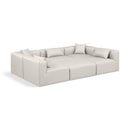  Manufacturer Color_Cream -- Cube 108" Cream Vegan Leather Upholstered 6 pc Modular Sectional IMAGE 1