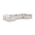  Manufacturer Color_Cream -- Cube 144" Cream Vegan Leather Upholstered 6 pc Modular Sectional IMAGE 1