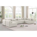  Manufacturer Color_Cream -- Cube 144" Cream Vegan Leather Upholstered 6 pc Modular Sectional IMAGE 2