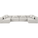  Manufacturer Color_Cream -- Cube 144" Cream Vegan Leather Upholstered 6 pc Modular Sectional IMAGE 4