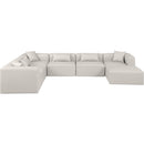  Manufacturer Color_Cream -- Cube 144" Cream Vegan Leather Upholstered 7 pc Modular Sectional IMAGE 3