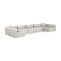  Manufacturer Color_Cream -- Cube 180" Cream Vegan Leather Upholstered 7 pc Modular Sectional IMAGE 1