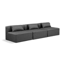  Manufacturer Color_Grey -- Cube 108" Charcoal Vegan Leather Upholstered 3 pc Armless Modular Sofa IMAGE 1