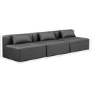  Manufacturer Color_Grey -- Cube 108" Charcoal Vegan Leather Upholstered 3 pc Armless Modular Sofa IMAGE 7