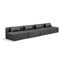  Manufacturer Color_Grey -- Cube 144" Charcoal Vegan Leather Upholstered 4 pc Armless Modular Sofa IMAGE 1