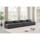  Manufacturer Color_Grey -- Cube 144" Charcoal Vegan Leather Upholstered 4 pc Armless Modular Sofa IMAGE 2