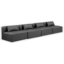  Manufacturer Color_Grey -- Cube 144" Charcoal Vegan Leather Upholstered 4 pc Armless Modular Sofa IMAGE 8