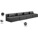  Manufacturer Color_Grey -- Cube 144" Charcoal Vegan Leather Upholstered 4 pc Armless Modular Sofa IMAGE 9