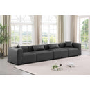  Manufacturer Color_Grey -- Cube 144" Charcoal Vegan Leather Upholstered 4 pc Modular Sofa IMAGE 2