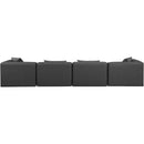  Manufacturer Color_Grey -- Cube 144" Charcoal Vegan Leather Upholstered 4 pc Modular Sofa IMAGE 3