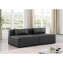  Manufacturer Color_Grey -- Cube 72" Charcoal Vegan Leather Upholstered 2 pc Armless Modular Loveseat IMAGE 2