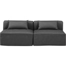  Manufacturer Color_Grey -- Cube 72" Charcoal Vegan Leather Upholstered 2 pc Armless Modular Loveseat IMAGE 4