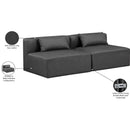  Manufacturer Color_Grey -- Cube 72" Charcoal Vegan Leather Upholstered 2 pc Armless Modular Loveseat IMAGE 9