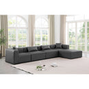  Manufacturer Color_Grey -- Cube 144" Charcoal Vegan Leather Upholstered 5 pc Modular Sectional IMAGE 2