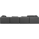  Manufacturer Color_Grey -- Cube 144" Charcoal Vegan Leather Upholstered 5 pc Modular Sectional IMAGE 3