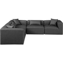 Manufacturer Color_Grey -- Cube 108" Charcoal Vegan Leather Upholstered 5 pc Modular Sectional IMAGE 4
