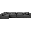 Manufacturer Color_Grey -- Cube 144" Charcoal Vegan Leather Upholstered 5 pc Modular Sectional IMAGE 4