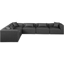  Manufacturer Color_Grey -- Cube 144" Charcoal Vegan Leather Upholstered 6 pc Modular Sectional IMAGE 3