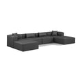  Manufacturer Color_Grey -- Cube 144" Charcoal Vegan Leather Upholstered 6 pc Modular Sectional IMAGE 1