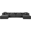  Manufacturer Color_Grey -- Cube 144" Charcoal Vegan Leather Upholstered 6 pc Modular Sectional IMAGE 4