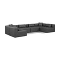 Manufacturer Color_Grey -- Cube 144" Charcoal Vegan Leather Upholstered 6 pc Modular Sectional IMAGE 1