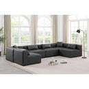  Manufacturer Color_Grey -- Cube 144" Charcoal Vegan Leather Upholstered 6 pc Modular Sectional IMAGE 2