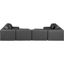  Manufacturer Color_Grey -- Cube 144" Charcoal Vegan Leather Upholstered 6 pc Modular Sectional IMAGE 3