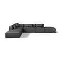  Manufacturer Color_Grey -- Cube 144" Charcoal Vegan Leather Upholstered 6 pc Modular Sectional IMAGE 1