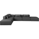  Manufacturer Color_Grey -- Cube 144" Charcoal Vegan Leather Upholstered 6 pc Modular Sectional IMAGE 3