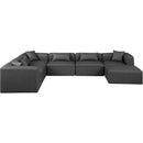  Manufacturer Color_Grey -- Cube 144" Charcoal Vegan Leather Upholstered 7 pc Modular Sectional IMAGE 3