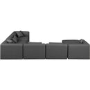  Manufacturer Color_Grey -- Cube 144" Charcoal Vegan Leather Upholstered 7 pc Modular Sectional IMAGE 5