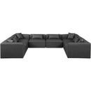  Manufacturer Color_Grey -- Cube 144" Charcoal Vegan Leather Upholstered 8 pc Modular Sectional IMAGE 4
