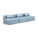 Manufacturer Color_Light Blue -- Cube 108" Light Blue Vegan Leather Upholstered 3 pc Armless Modular Sofa IMAGE 1