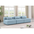  Manufacturer Color_Light Blue -- Cube 108" Light Blue Vegan Leather Upholstered 3 pc Armless Modular Sofa IMAGE 2